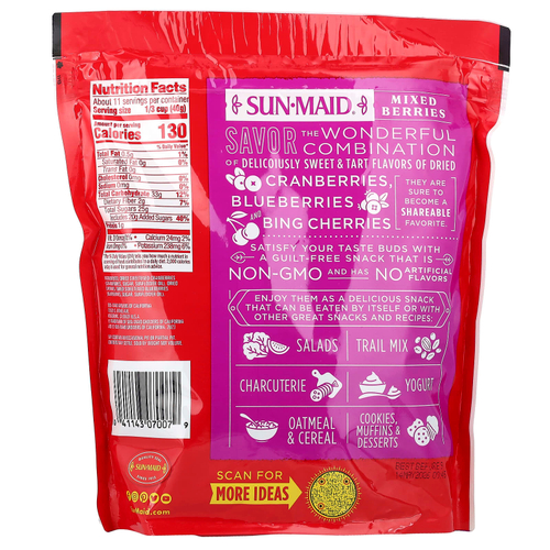 Sun-Maid, смесь сушеных ягод, клюква, вишня и голубика, 425 г (15 унций)