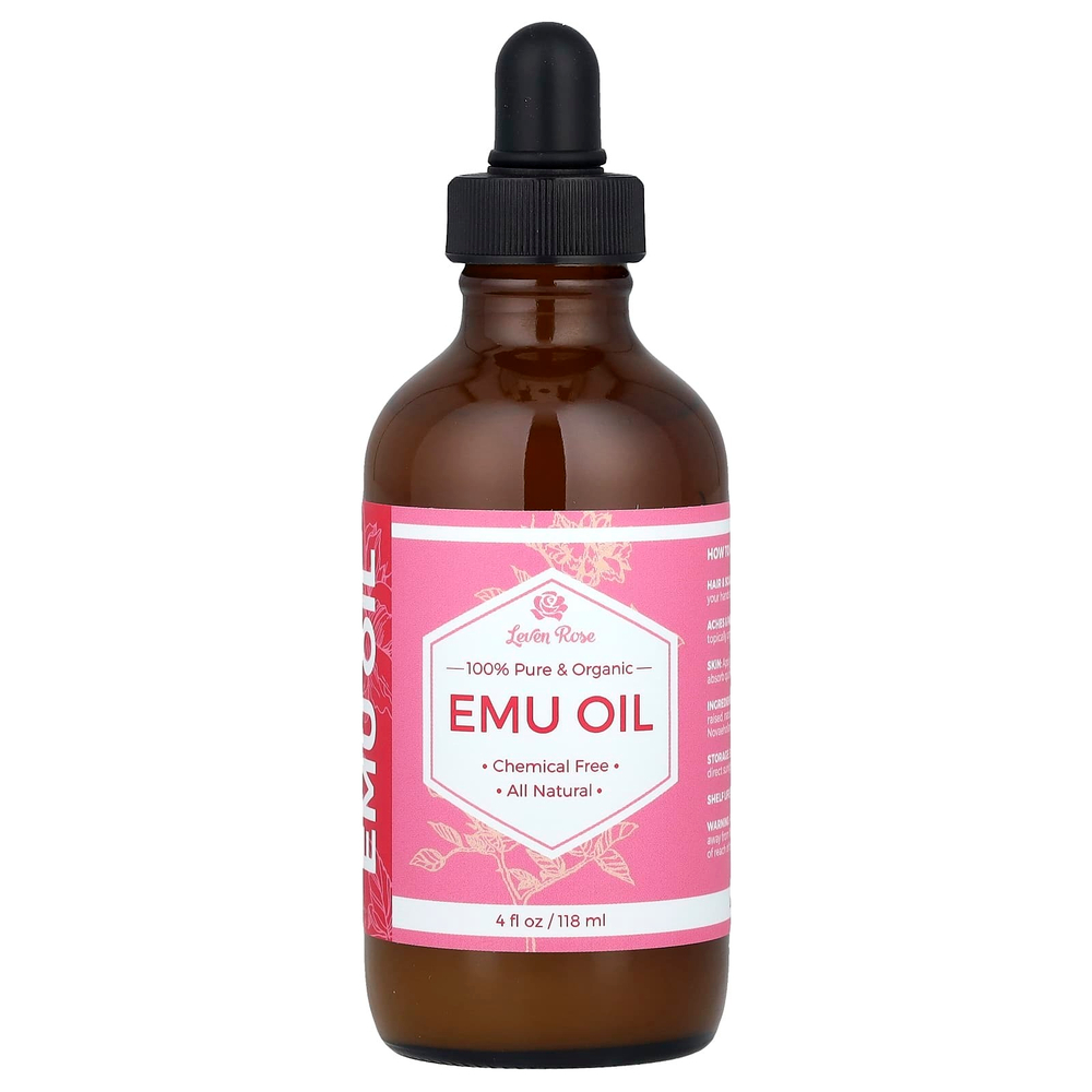 Leven Rose, На 100% чистое и органическое масло эму, 118 мл (4 жидких унции)