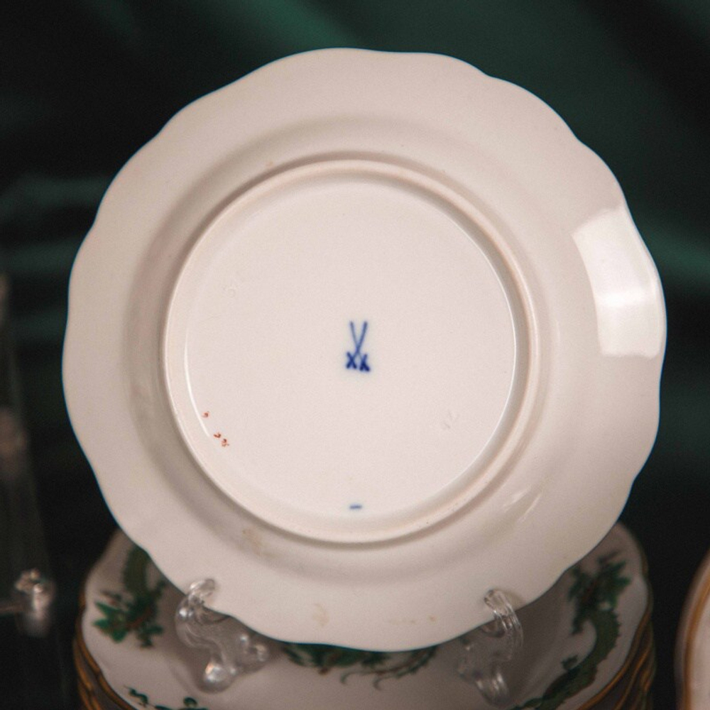 Кофейный сервиз на 6 персон «Зеленый дракон и феникс»