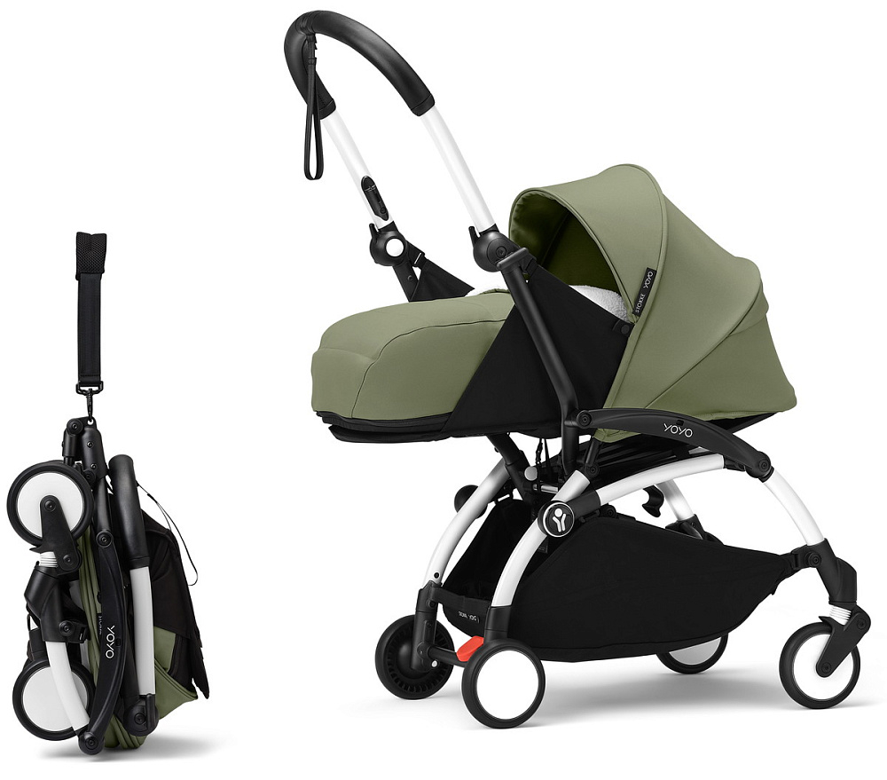 Коляска для новорожденных Stokke YOYO3 Newborn Pack 0+ рама белая White Olive
