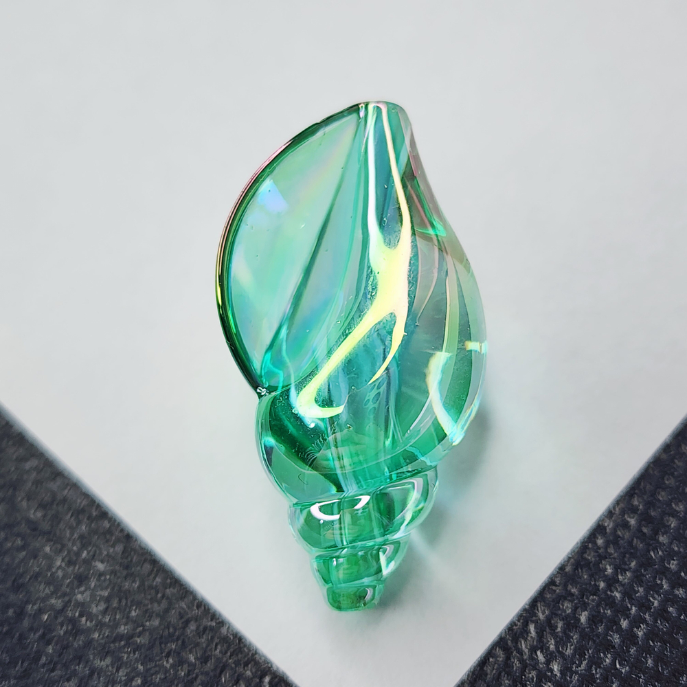 Бусина ракушка, акрил, бирюзовая, голубая, морская раковина, р-р 38×21мм