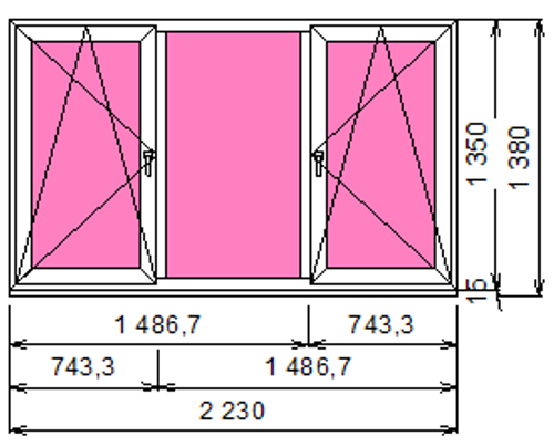 Пластиковое окно 1350 х 2230 ТермА Эко