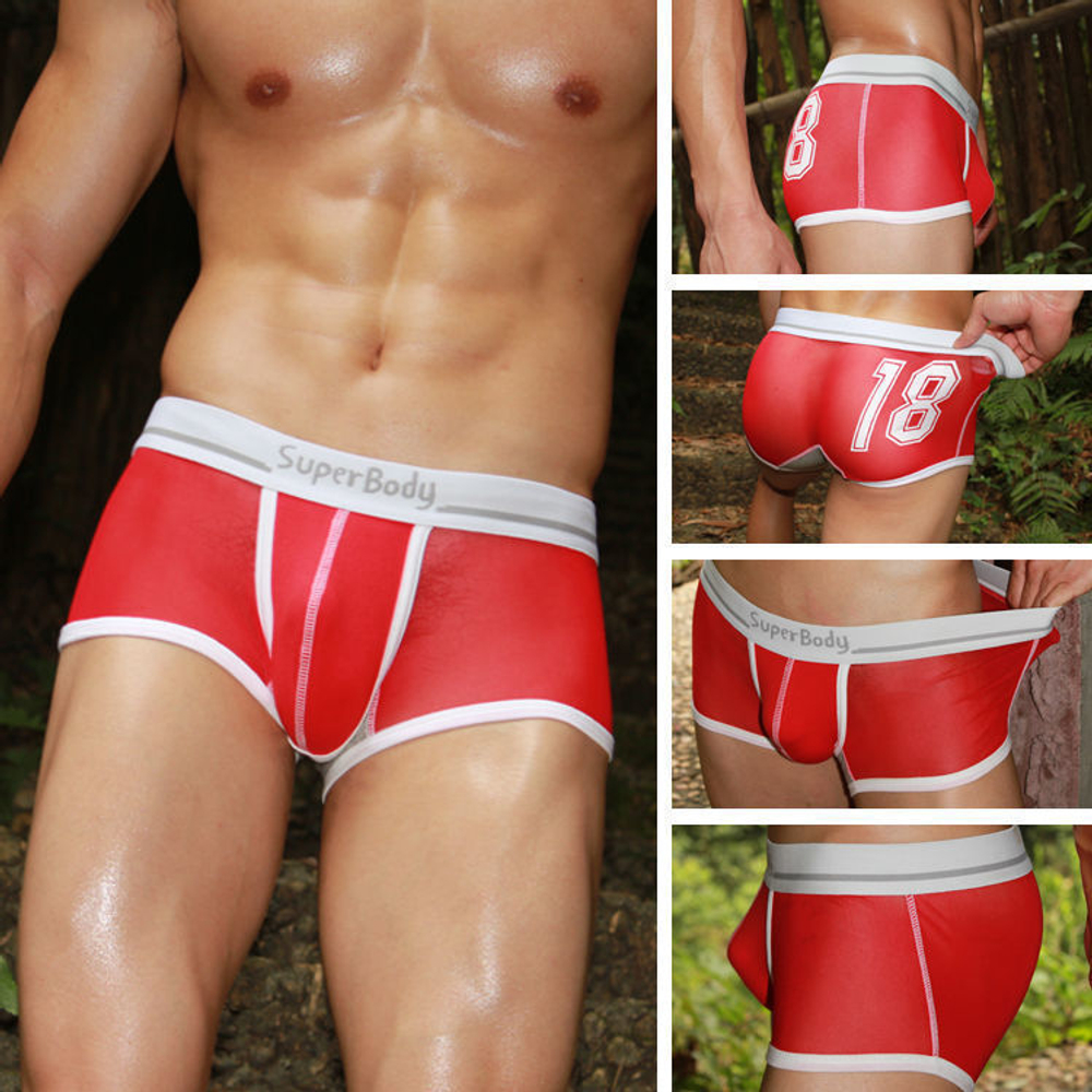 Мужские трусы боксеры Superbody Red Transparent 18