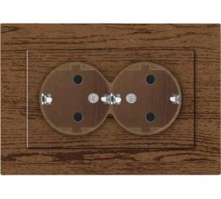 Розетка двухместная "UNIVersal" серия "Афина" с/з, с/у, 16А, 220В, венге (еврослот) (HU2311)