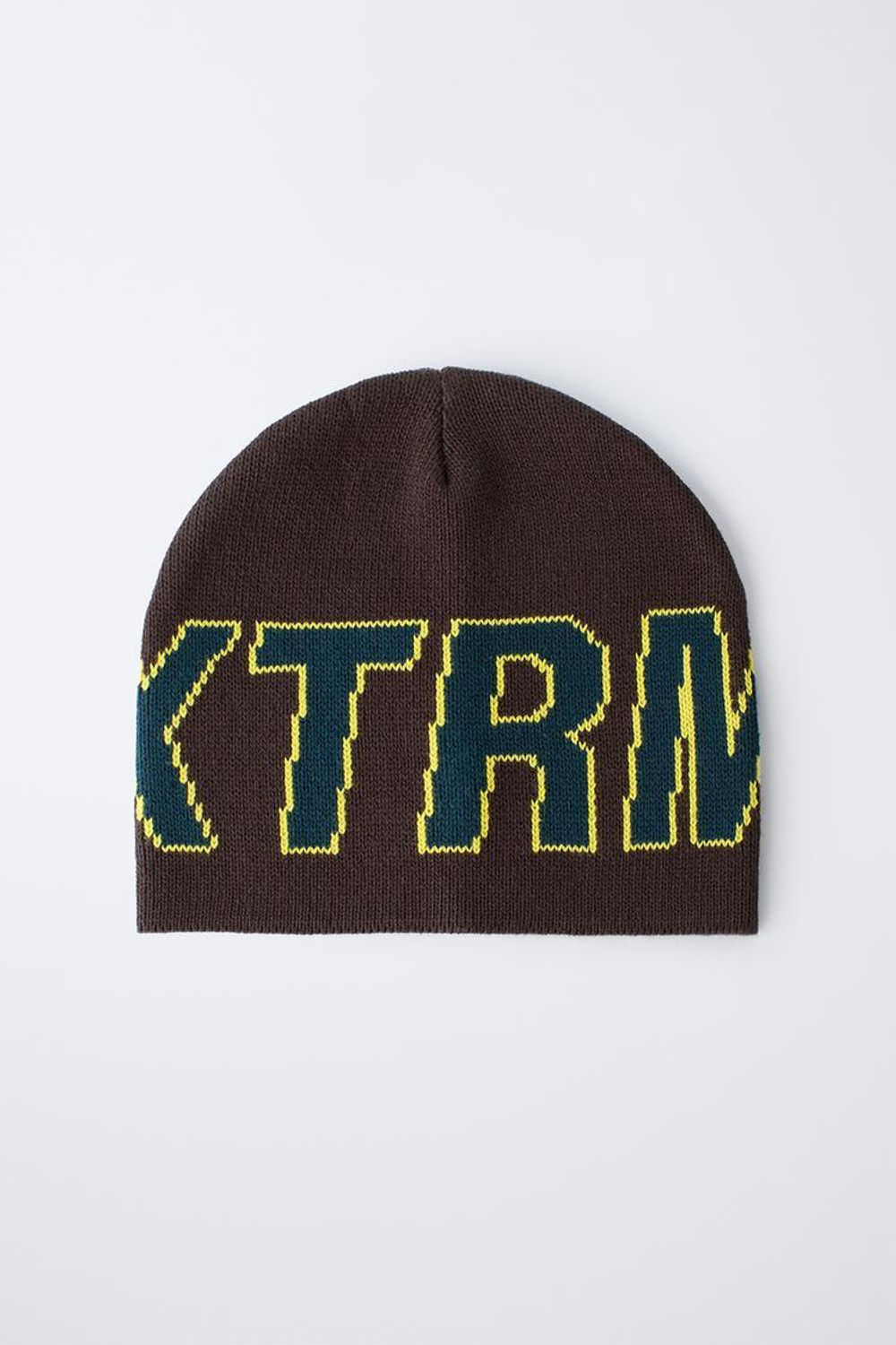 ZARA ВЯЗАНАЯ ШАПКА С НАДПИСЬЮ, ЗЕЛЕНЫЙ