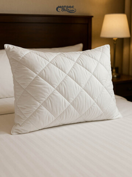 Подушка лебяжий пух Отельная стеганная (тик 100% хлопок)
