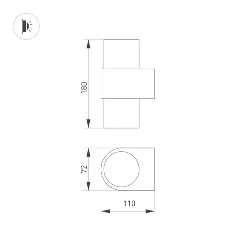Светильник SP-SPICY-WALL-TWIN-S180x72-2x6W Warm3000 (BK, 40 deg) (Arlight, IP20 Металл, 3 года) 033734