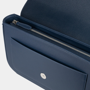 Сумка Universel с двумя плечевыми ремнями из кожи теленка, синего цвета