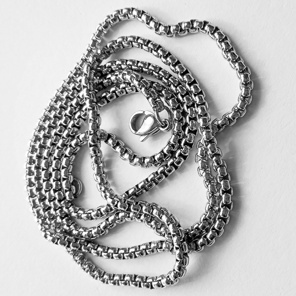 Стальная цепочка, длина 65см, диаметр 3.мм на шею. Stainless Steel (нержавеющая сталь).