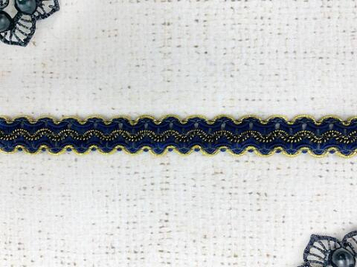 Тесьма отделочная, ш. 1,5 см, тёмно-синий с золотом