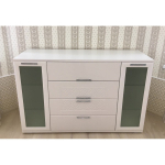 Комод-витрина Тиффани, белый поры дерева, ЛДСП, МДФ, шариковые направляющие