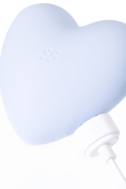 Вакуум-волновой стимулятор клитора с вибрацией Satisfyer Cutie Heart, силикон, голубой, 7,7 см