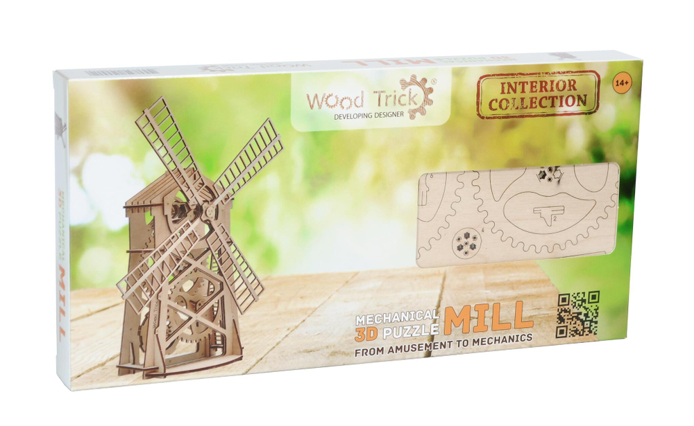 Механический 3D-пазл из дерева Wood Trick Мельница