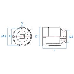 KING TONY (64K975M) Головка для подшипников SKF and TMFS 3/4", 75 мм