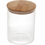 Банка для продуктов стеклянная 1350мл «Хай-Тек» с бамбуковой крышкой 12*15см