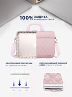Сумка для ноутбука 15,6" и 17" с ремнем на плечо и большим карманом спереди (Стеганый розовый)
