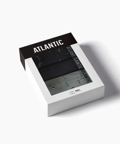 Трусы мужские боксеры (3шт), Atlantic 3MH-223, хлопок, черный + черный + светлый хаки