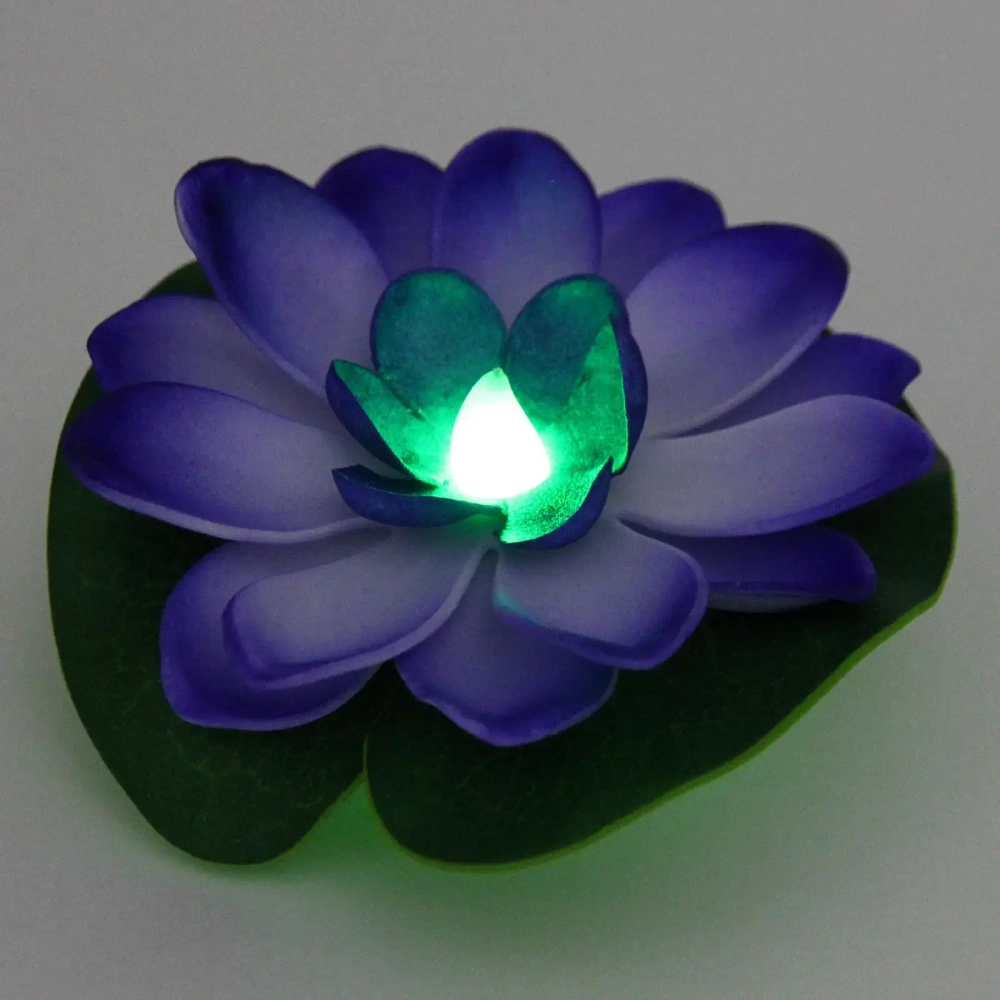 Растение водоплавающее «Кувшинка» d-10 см от контакта с водой, фиолетовый с подсветкой (RGB)