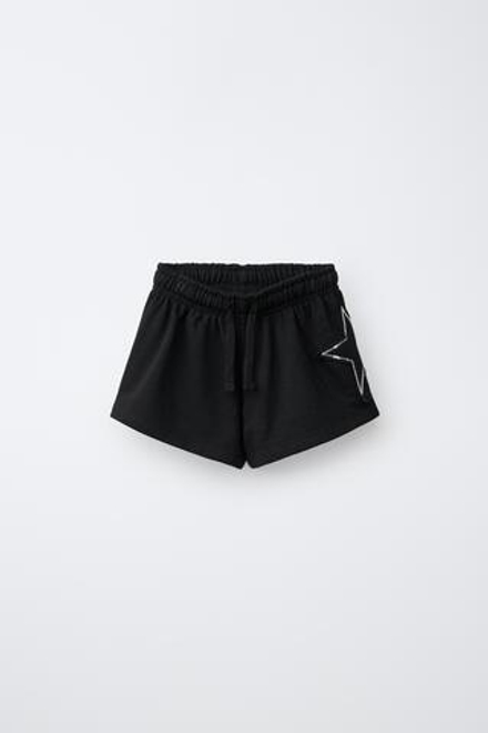 ZARA ШОРТЫ С НОМЕРОМ И ПАЙЕТКАМИ, ЧЕРНЫЙ