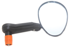 Зеркало заднего вида DX-222L, левое, крепление в торец руля, плоское, одна плоскость регулировки, 110х80мм, пластик, черное
