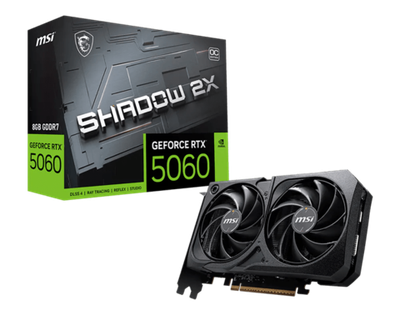 Видеокарта MSI GeForce RTX 5060 8G SHADOW 2X OC, 8Gb GDDR7 128-bit 1xHDMI 3xDP G5060-8S2C