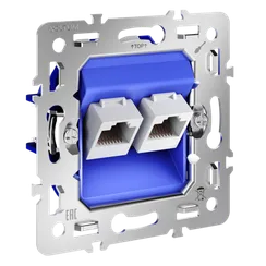 Механизм розетки компьютерной двойной RJ45+RJ45 кат.6, S70