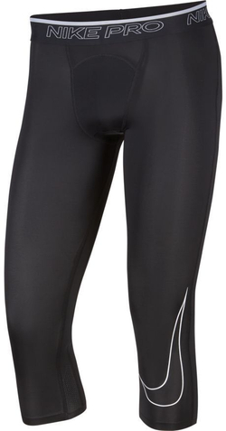 Мужские теннисные штаны Nike Pro Dri-Fit 3QT Tight M - black/white