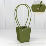 Пакет подарочный 12.5х12х8см Ваза для цветов "Ромбы" (Зеленый)