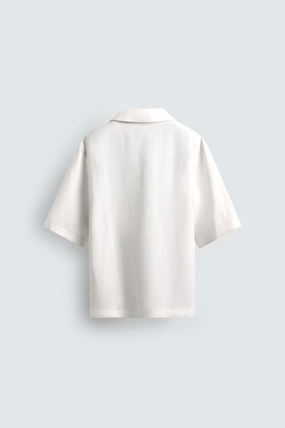 ZARA ПОЛО ИЗ ВИСКОЗЫ И ЛЬНА, БЕЛЫЙ