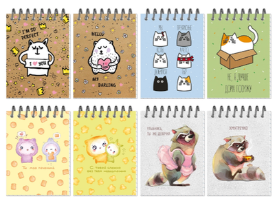 Блокнот А7 40л. "Приколы" крепление сверху, облистер УФ лак (ПОЛИНОМ)