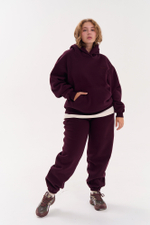 Худи из футера с начесом в винном цвете