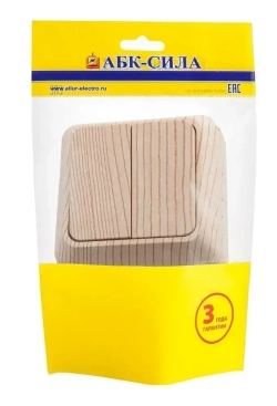 Выключатель АБК-СИЛА АЛЬТАИР двухклавишный сосна