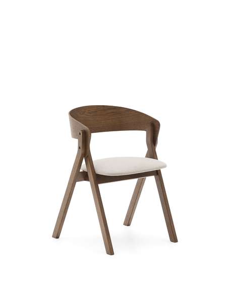 Стул Godia из дерева в цвете венге и бежевого шенилла