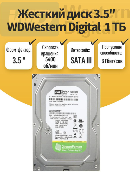 Жесткий диск 3.5" WD Western Digital 1 ТБ