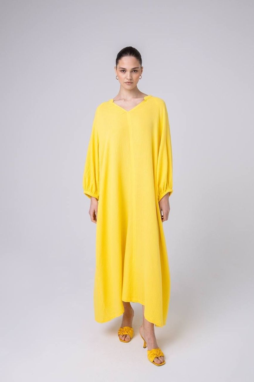 Платье-туника из муслина, желтый