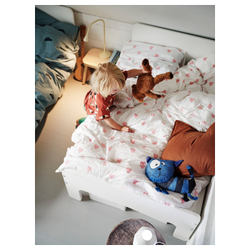 IKEA BARNDRÖM  (ИКЕА БАРНДРÖМ)  -  Пододеяльник и наволочка, рисунок сердца, белый/розовый, 150x200/50x60 см