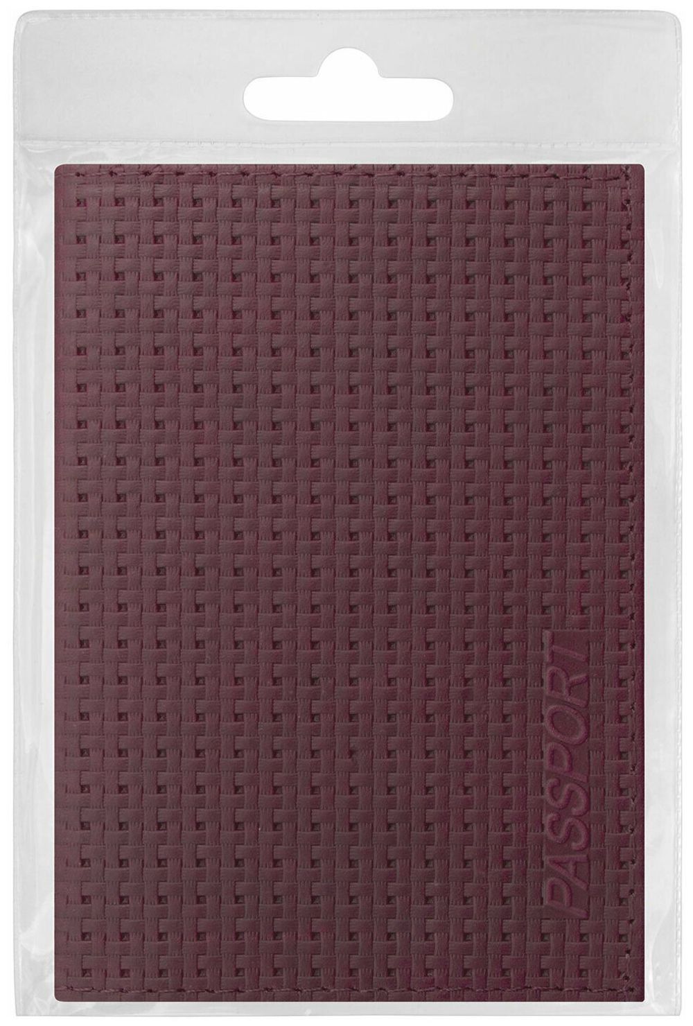 Обложка для паспорта натуральная кожа плетенка, "PASSPORT", бордовая, BRAUBERG, 237195