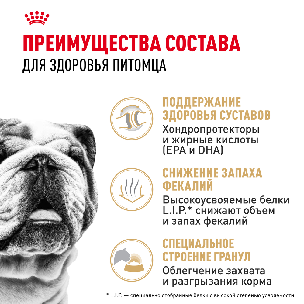 Royal Canin Bulldog Adult (БУЛЬДОГ ЭДАЛТ) Корм сухой для взрослых собак породы Бульдог от 12 месяцев 3кг