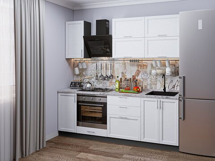 Прямая модульная кухня Сканди-01 White Softwood - Graphite 2140*2200*600