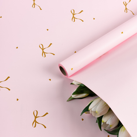 Пленка матовая "Лента любви" 57см*10м Розовая