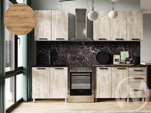 Кухня Элиана 2.0м (корпус белый/дуб юкон) 26мм дуб вотан