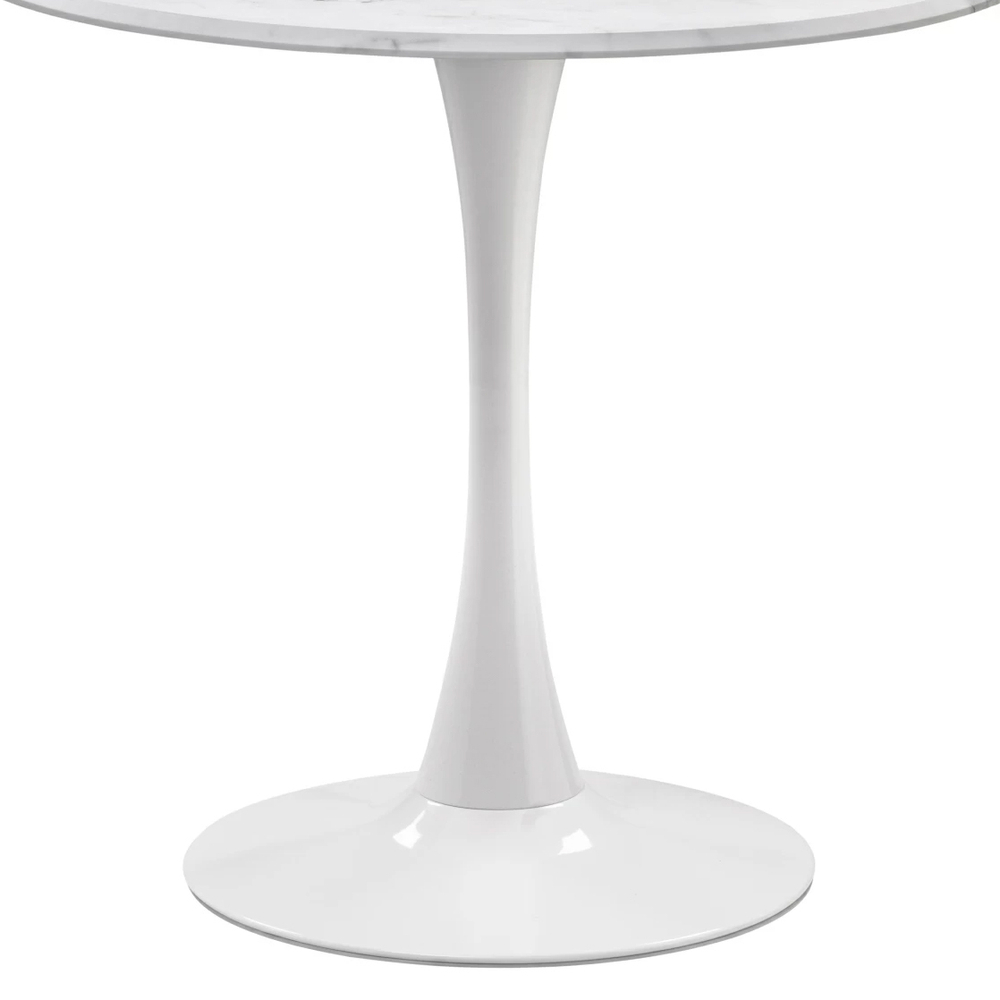 Стол деревянный Woodville Тулип 80х73 мрамор белый, белый, ножки белые