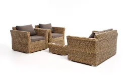 "Капучино Сингл" лаунж-зона из искусственного ротанга (гиацинт), цвет соломенный