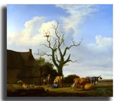 Репродукция "Адриан ван де Вельде - Ферма с мертвым деревом"