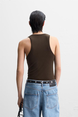 ZARA X NANUSHKA ФУТБОЛКА БЕЗ РУКАВОВ, ШОКОЛАДНЫЙ