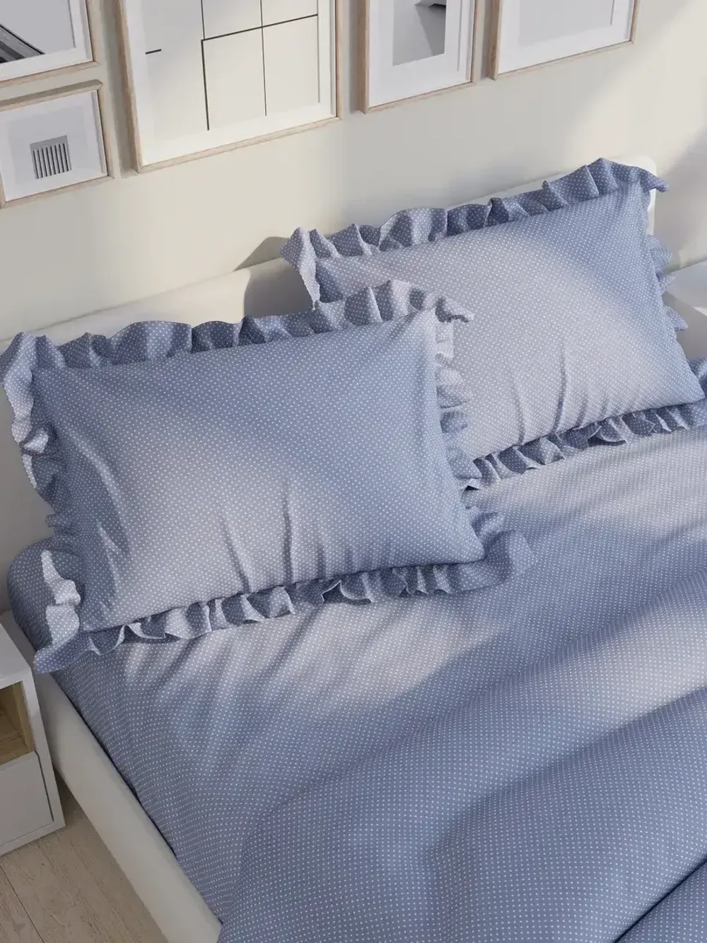 Декоративная наволочка с рюшами, оборками "Нежность" 50х70см, 1 шт, без молнии