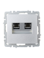 BRITE Розетка компьютерная двойная RJ45 кат.6 РК11-2-БрА алюминий IEK