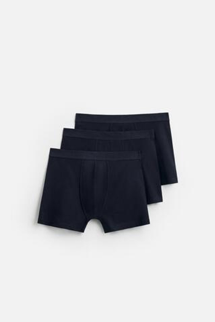 ZARA НАБОР ИЗ ТРЕХ БАЗОВЫХ ТРУСОВ-БОКСЕРОВ, МОРСКОЙ СИНИЙ