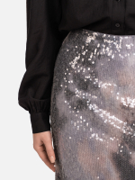 Блуза женская из тенсела и шелка "Крестьянская". Черная