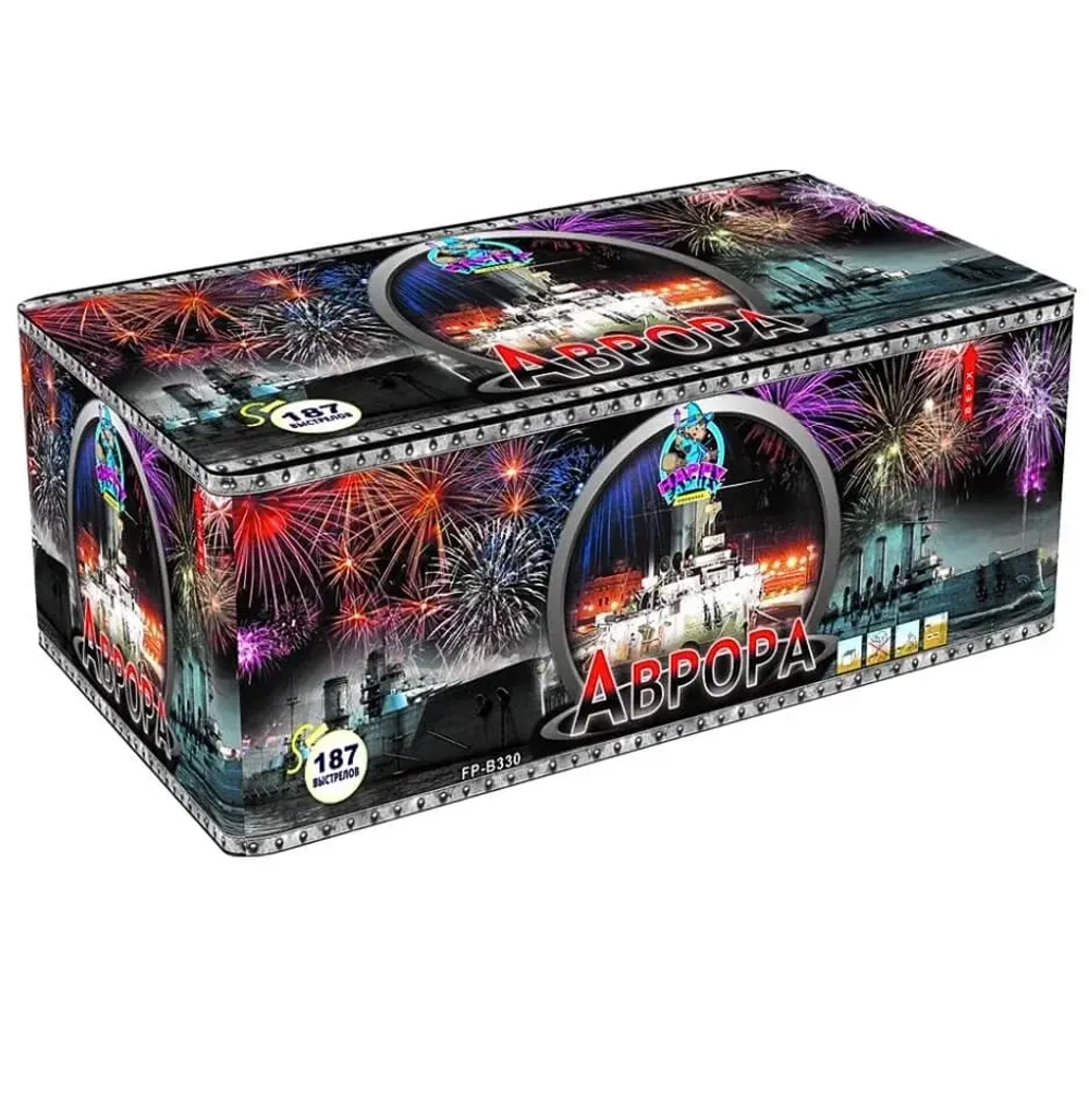 Батарея салютов Аврора (FP-B330) от Фаворит Пиро Групп, 187 выстрелов, 20–30 мм